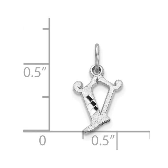 14k White Gold, Isabelle Collection, Mini Letter V Initial Charm - Picture 4 of 5